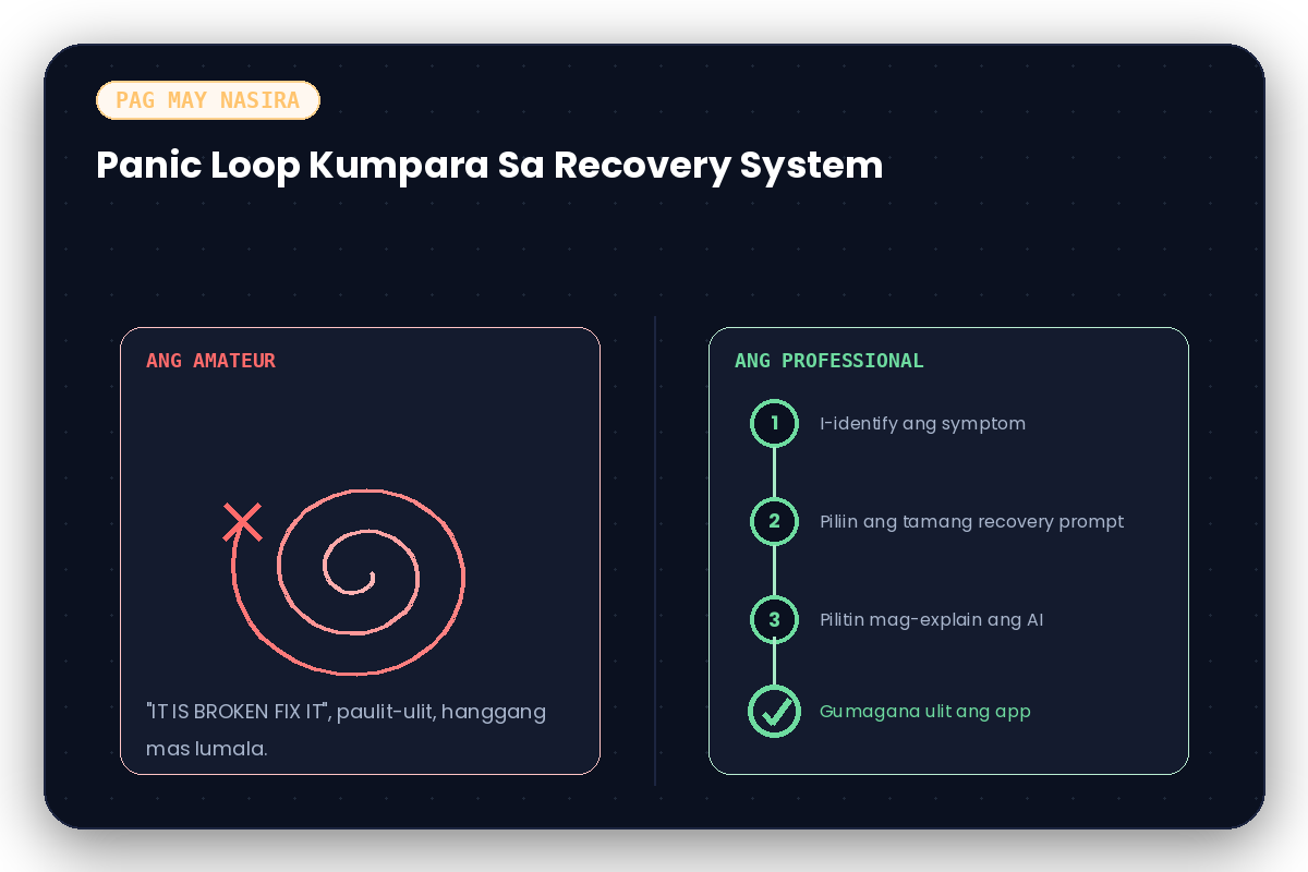 Panic loop ng amateur kumpara sa recovery system ng professional